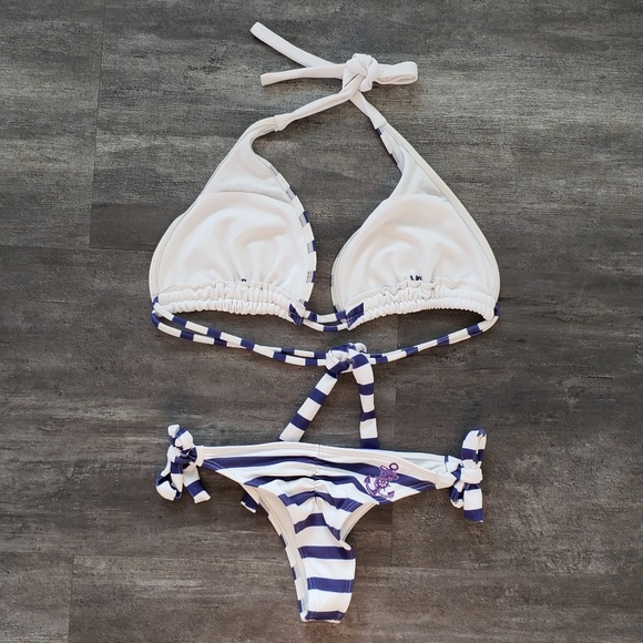 White Navy Sea Marquee Bikini Set - Picture 2 of 6